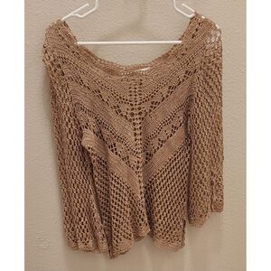 Bette Paige Petite Large. Crochet Gold Top. Elegant.
